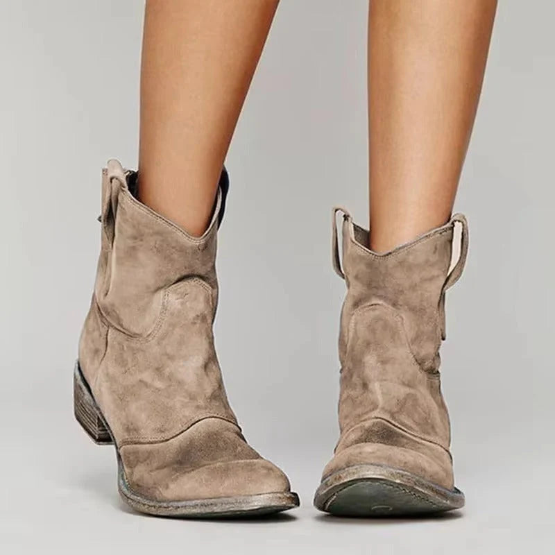 Women's Western Ankle Boots | Block Heel, Rounded Toe, Everyday Sole 1