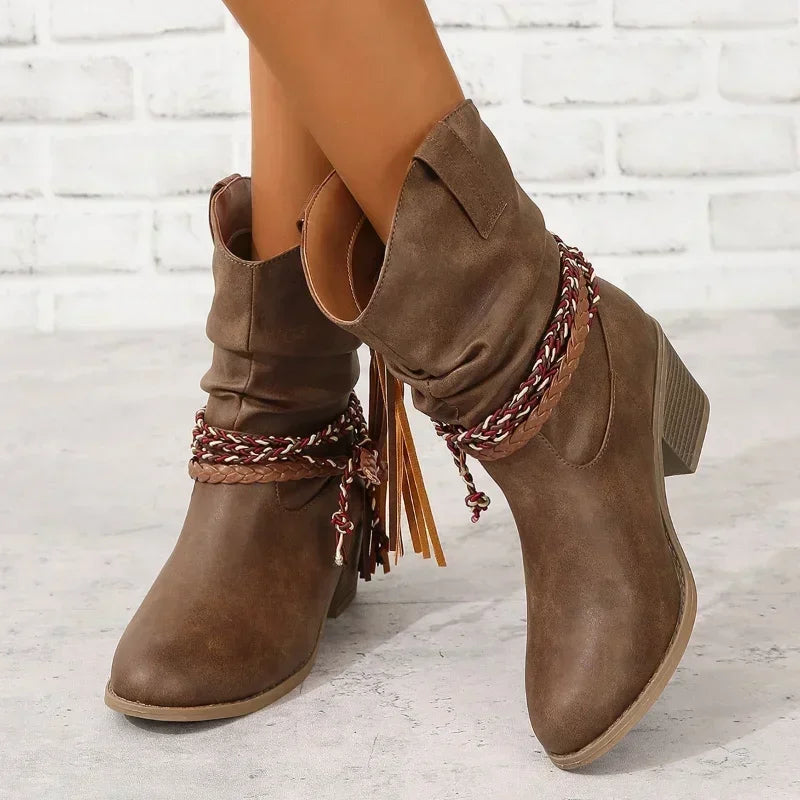 Women's Western Boots | Leather Look, Water-Resistant, Block Heel 0