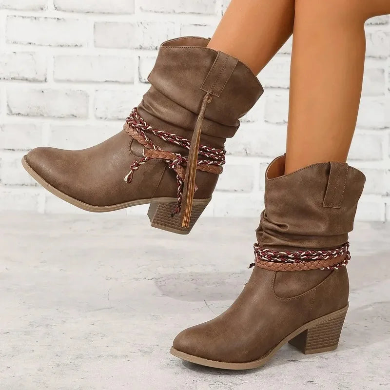 Women's Western Boots | Leather Look, Water-Resistant, Block Heel 1