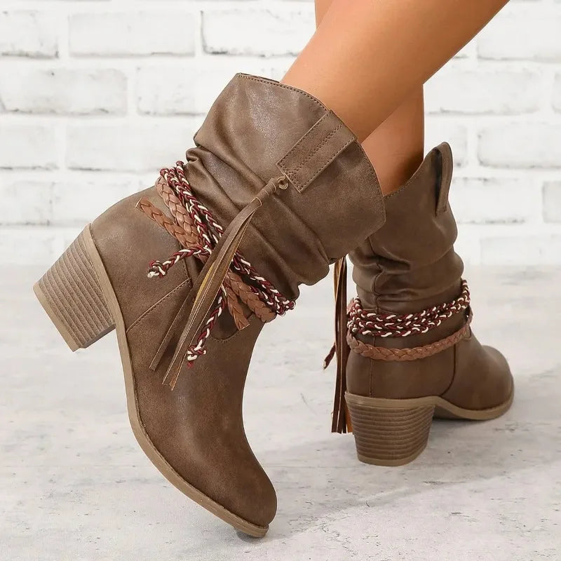 Women's Western Boots | Leather Look, Water-Resistant, Block Heel 2