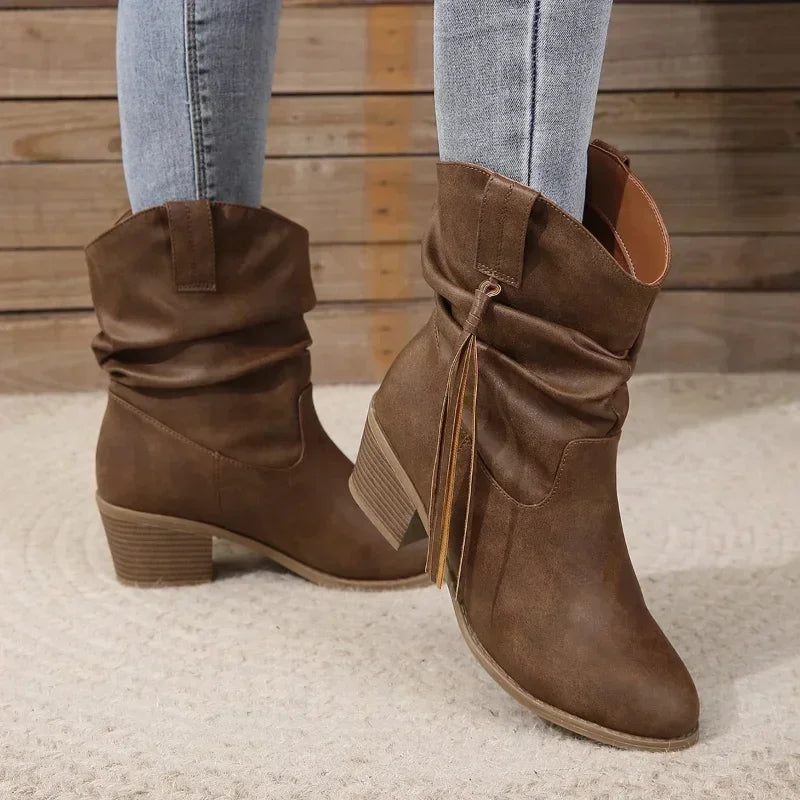 Women's Western Boots | Leather Look, Water-Resistant, Block Heel 3