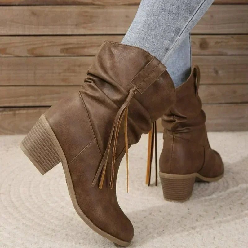 Women's Western Boots | Leather Look, Water-Resistant, Block Heel 6