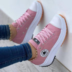 Women's White Sneakers | Canvas Look, Structured Sole, Lace-Up Design 1
