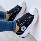 Women's White Sneakers | Canvas Look, Structured Sole, Lace-Up Design 2