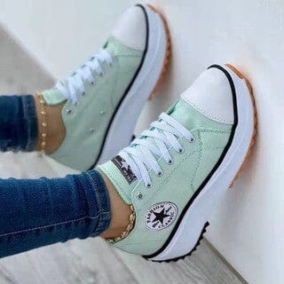 Women's White Sneakers | Canvas Look, Structured Sole, Lace-Up Design 4