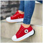 Women's White Sneakers | Canvas Look, Structured Sole, Lace-Up Design 5