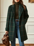 Women's Winter Coat | Retro Plaid Tweed, Tailored Silhouette, Lapel Collar 0